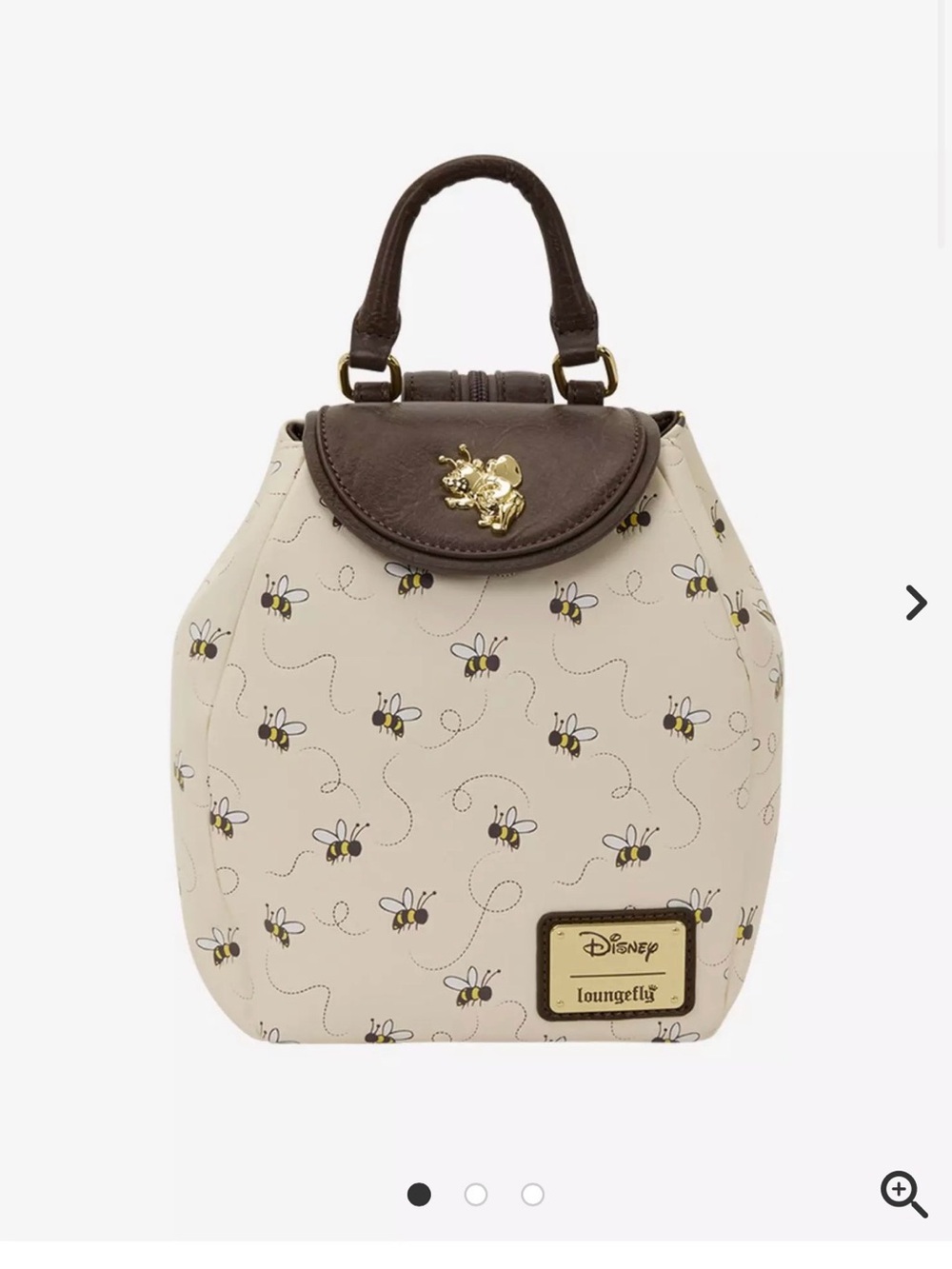 Loungefly Cream & Brown Bee Print Mini Backpack with Gold Bee Charm